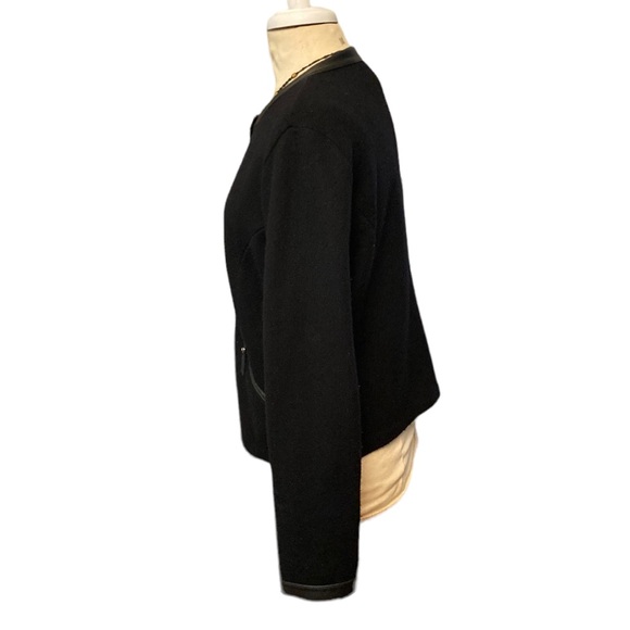 SOLD! Black Button Up Wool Jacket SZ Large - Picture 4 of 5